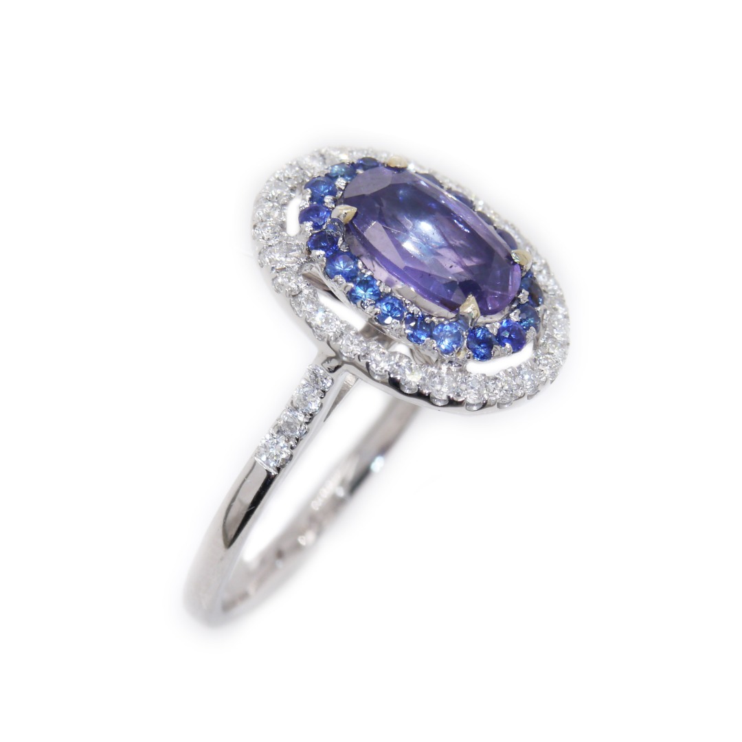 紫羅蘭無燒變色藍寶石鑽戒(售出)