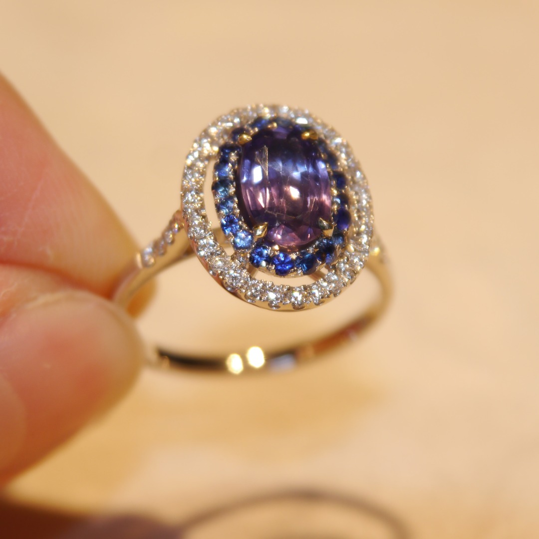 紫羅蘭無燒變色藍寶石鑽戒(售出)